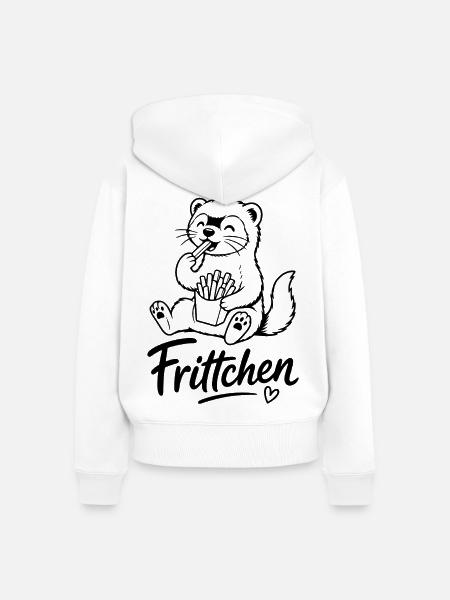 Frittchen Frettchen Fritten - Frauen Premium Bio Zip Hoodie - Weiß