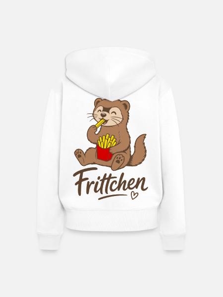 Frittchen Frettchen Pommes Frites Fritten - Frauen Premium Bio Zip Hoodie - Weiß