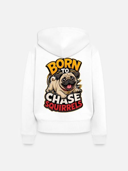 Mops - Frauen Premium Bio Zip Hoodie - Weiß