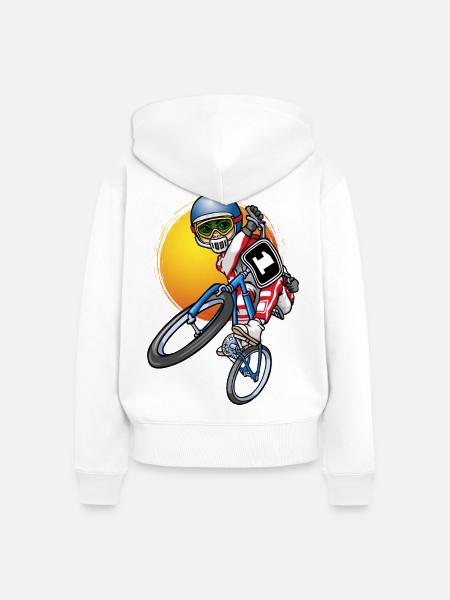 BMX Fahrer - Frauen Premium Bio Zip Hoodie - Weiß