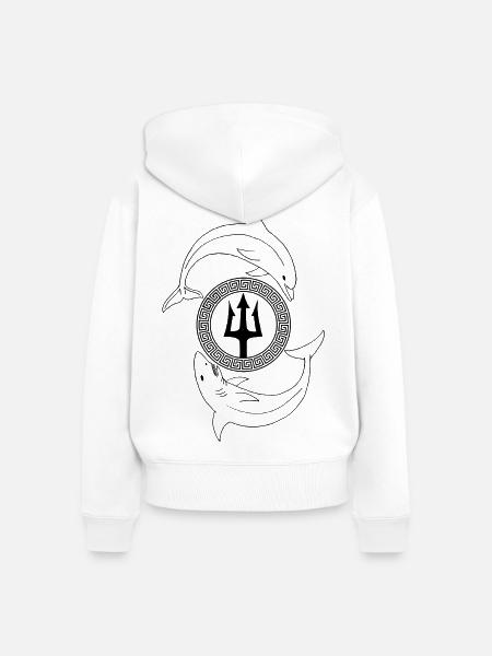 Delfin und Hai (schwarz) - Frauen Premium Bio Zip Hoodie - Weiß