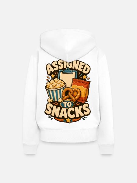 Assigned To Snacks - Frauen Premium Bio Zip Hoodie - Weiß