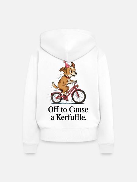 Hund auf Fahrrad mit Partyhut - Frauen Premium Bio Zip Hoodie - Weiß