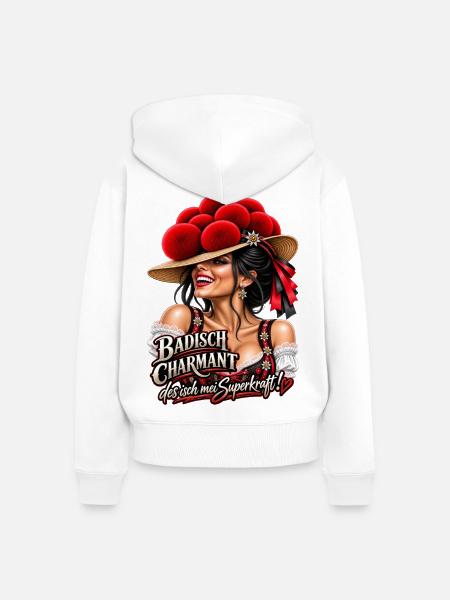 Badisch Charmant – Mei Superkraft - Frauen Premium Bio Zip Hoodie - Weiß