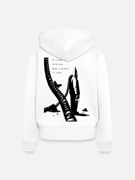 Midnight Coffeenaut und Schmetterling - Frauen Premium Bio Zip Hoodie - Weiß