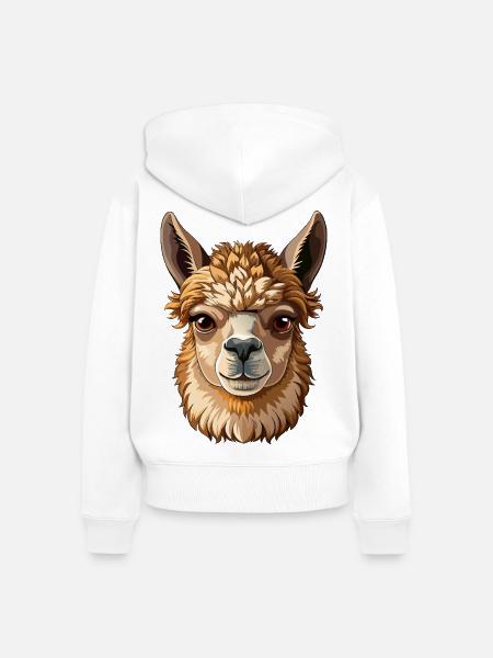Alpaca Head - Frauen Premium Bio Zip Hoodie - Weiß