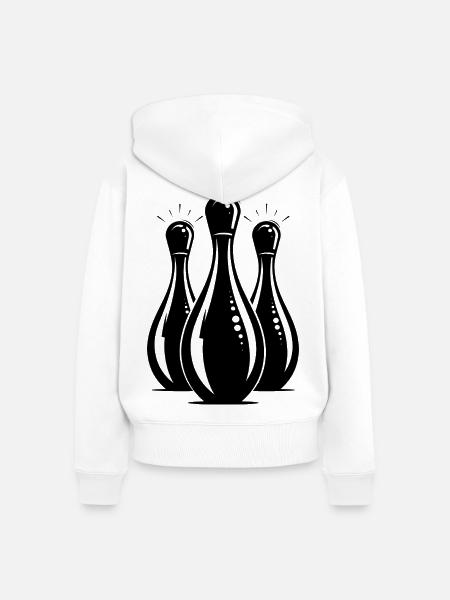 Bowling Grafik - Frauen Premium Bio Zip Hoodie - Weiß