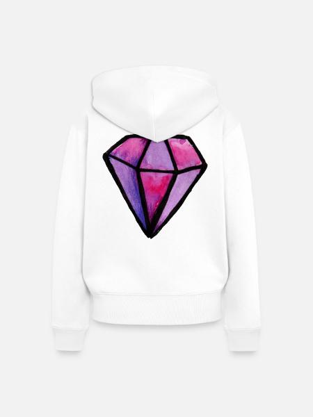 Lila Aquarell-Diamant-Edelstein - Frauen Premium Bio Zip Hoodie - Weiß