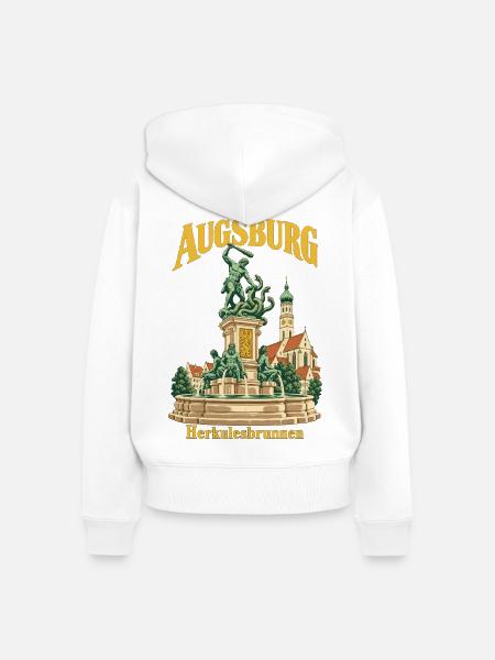 Augsburg Herkulesbrunnen - Frauen Premium Bio Zip Hoodie - Weiß