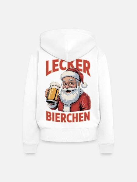 Lecker Bierchen Santa - Frauen Premium Bio Zip Hoodie - Weiß