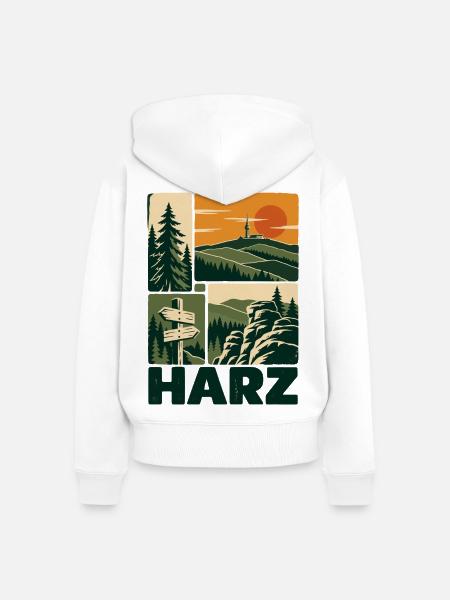 Harz Germany Outdoor Adventure - Frauen Premium Bio Zip Hoodie - Weiß
