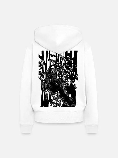 Rabe - Frauen Premium Bio Zip Hoodie - Weiß