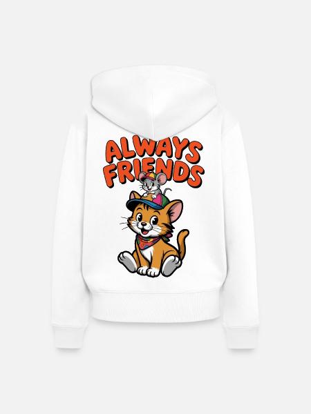 Immer Freunde Katzen Maus - Frauen Premium Bio Zip Hoodie - Weiß