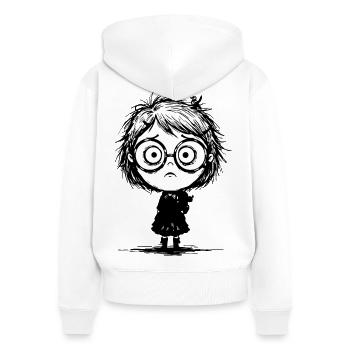 Sticker Girl Melancholy Empty Gaze Manga - Women's Premium Organic Zip Hoodie - white - Back - AI Model Female 172 light (172cm)
