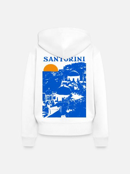 Santorin - Frauen Premium Bio Zip Hoodie - Weiß