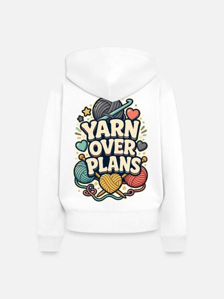 YARN OVER PLANS - Frauen Premium Bio Zip Hoodie - Weiß