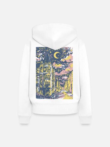 STADT BEI NACHT - Frauen Premium Bio Zip Hoodie - Weiß