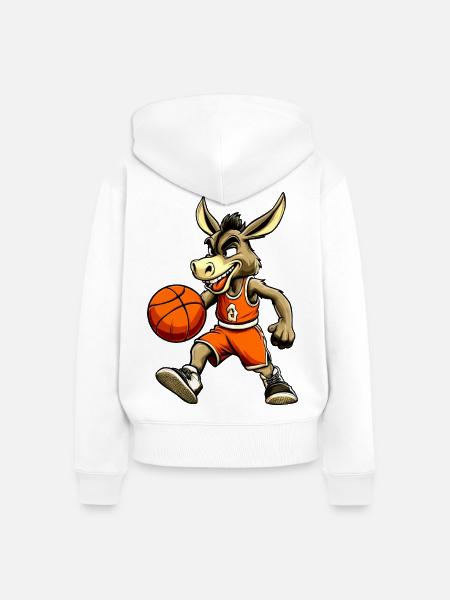 Basketball Esel Actionlook - Frauen Premium Bio Zip Hoodie - Weiß