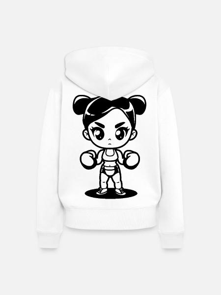 Boxerin Mädchen - Frauen Premium Bio Zip Hoodie - Weiß
