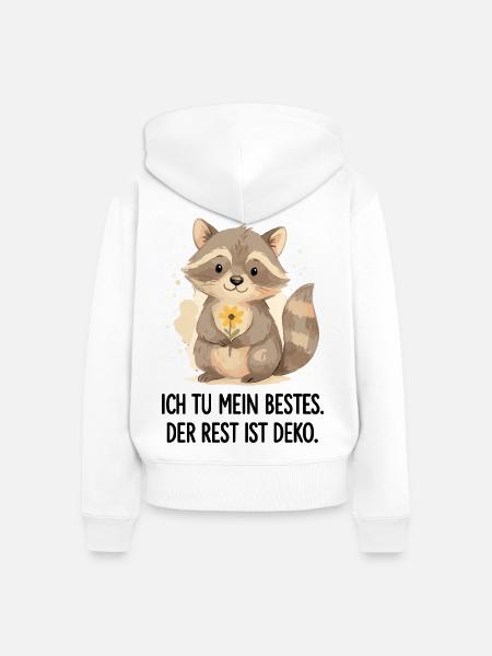 Waschbär mit Blume – Sanft - Frauen Premium Bio Zip Hoodie - Weiß