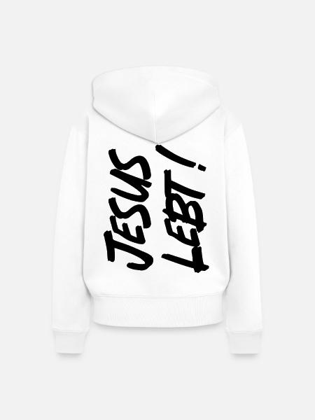 JESUS LEBT - Frauen Premium Bio Zip Hoodie - Weiß