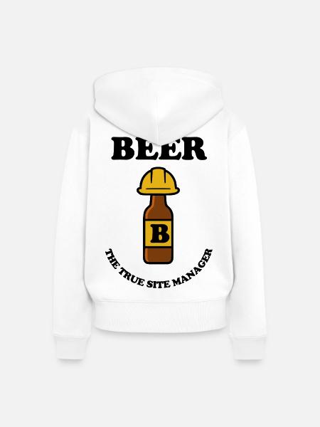 Beer bottle with construction helmet - Frauen Premium Bio Zip Hoodie - Weiß