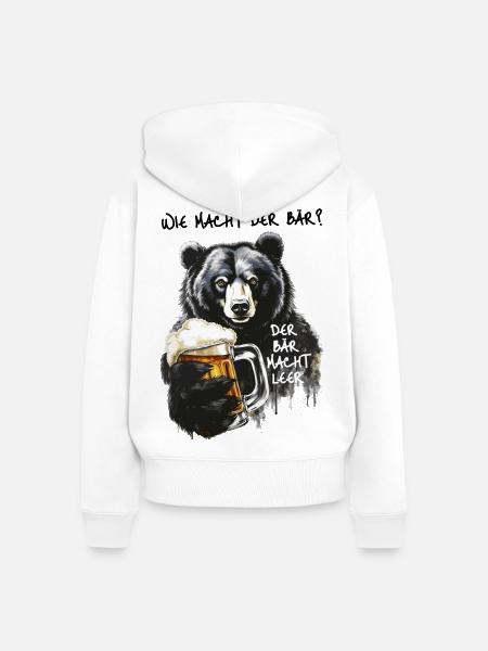 Starker Bär mit Bierglas - Frauen Premium Bio Zip Hoodie - Weiß