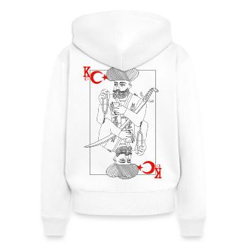 Türkiye Minmalistischer Schwertkönig Tarot - Frauen Premium Bio Zip Hoodie - Weiß - Hinten - AI Model Female 172 light (172cm)