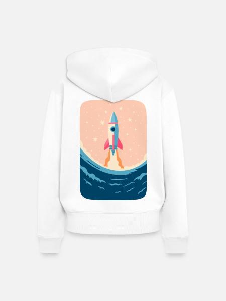 Aszendent Wasserrakete - Frauen Premium Bio Zip Hoodie - Weiß