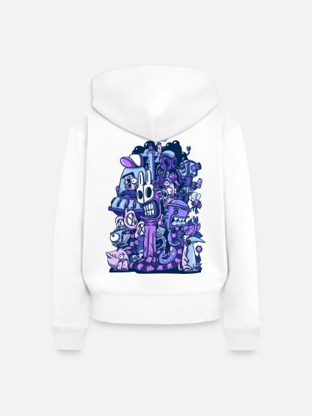 Purpurnes Chaos - Frauen Premium Bio Zip Hoodie - Weiß