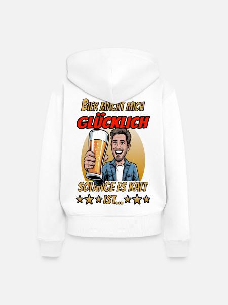 Bierglück: Solange es kalt ist - Frauen Premium Bio Zip Hoodie - Weiß