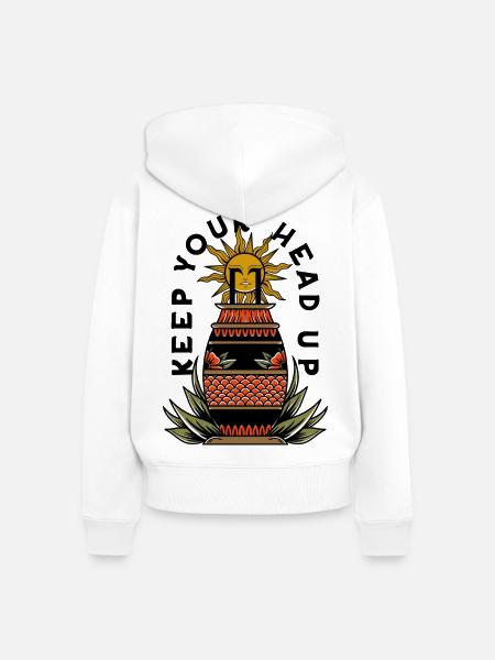 Keep Your Head Up - Frauen Premium Bio Zip Hoodie - Weiß