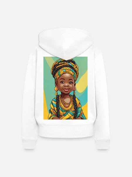 Buntes Afro-Porträtkind - Frauen Premium Bio Zip Hoodie - Weiß