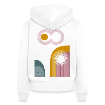 Graphique abstrait Pink Infinity Sun - Sweat à capuche zippé Premium bio Femme - blanc - Dos - AI Model Female 172 light (172cm)