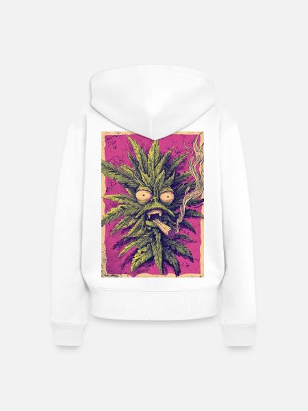 Cannabis Geist im PopArt Stil - Frauen Premium Bio Zip Hoodie - Weiß