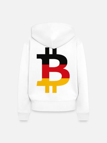 Bitcoin Symbol mit Deutscher Flagge - Frauen Premium Bio Zip Hoodie - Weiß