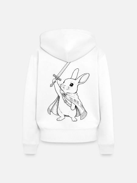 Kriegerhase mit Schwert - Frauen Premium Bio Zip Hoodie - Weiß