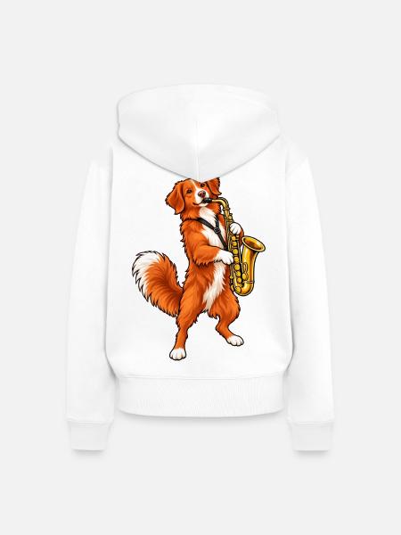 Toller mit Saxophon - Frauen Premium Bio Zip Hoodie - Weiß