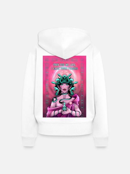 Medusa Illustration - Frauen Premium Bio Zip Hoodie - Weiß