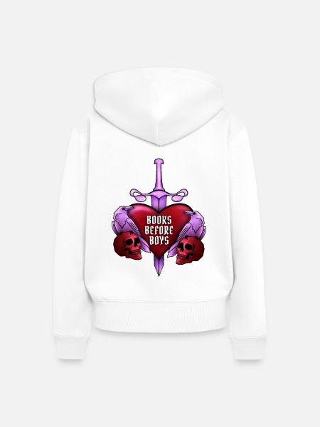 Books Before Boys - Frauen Premium Bio Zip Hoodie - Weiß