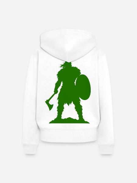 Wikinger Krieger Silhouette - Frauen Premium Bio Zip Hoodie - Weiß