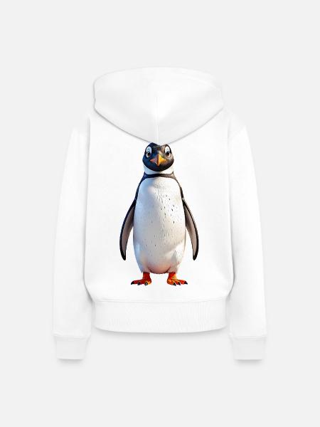 Pinguin - Frauen Premium Bio Zip Hoodie - Weiß