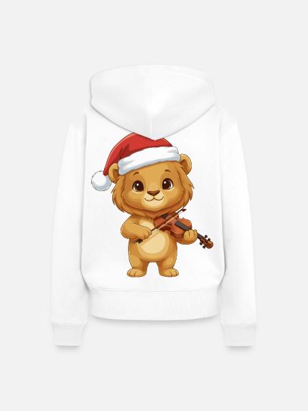Weihnachtslöwe spielt Geigenkunst - Frauen Premium Bio Zip Hoodie - Weiß