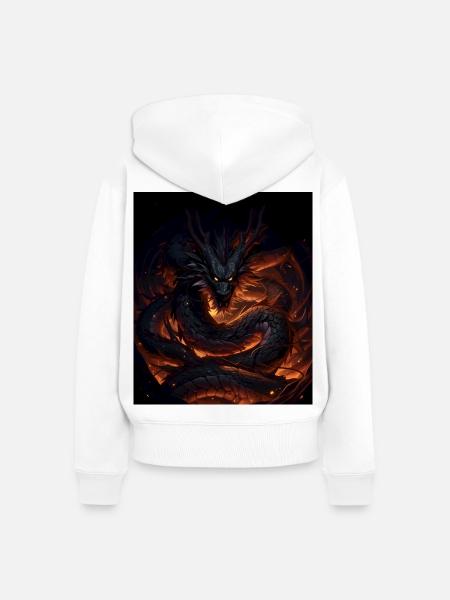 Lava-Drache im Schattenfeuer - Frauen Premium Bio Zip Hoodie - Weiß