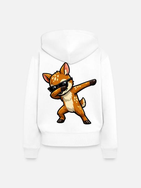 Dabbing Rehkitz - Frauen Premium Bio Zip Hoodie - Weiß