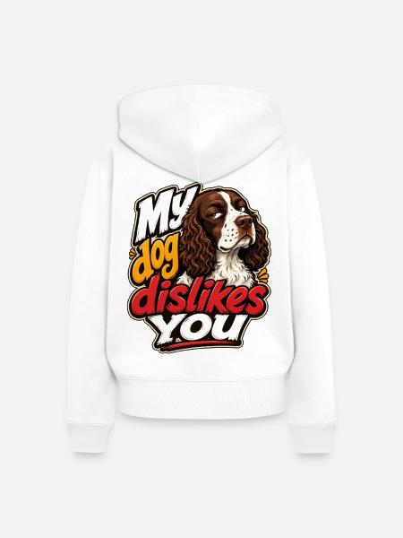 Englischer Springer-Spaniel - Frauen Premium Bio Zip Hoodie - Weiß