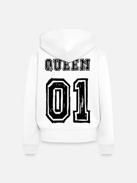 Queen King Partnerlook Love - Frauen Premium Bio Zip Hoodie - Weiß