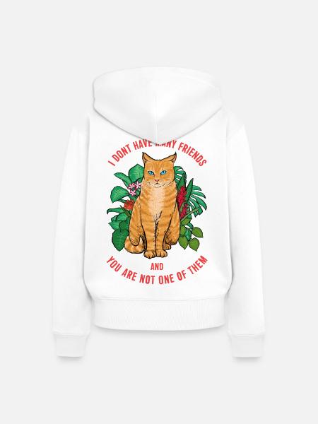 Katze nicht freundlich - Frauen Premium Bio Zip Hoodie - Weiß