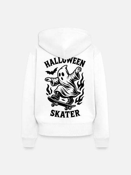 Halloween Skater - Frauen Premium Bio Zip Hoodie - Weiß