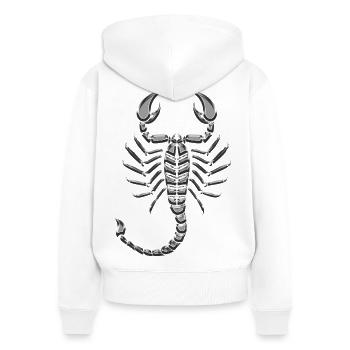Skorpion-Metallchrom - Frauen Premium Bio Zip Hoodie - Weiß - Hinten - AI Model Female 172 light (172cm)